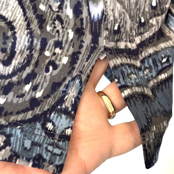 Alfred Dunner Wms 1X Blue Gray Jersey Knit Embellished Popover Tunic Blouse Glam - Picture 8 of 10